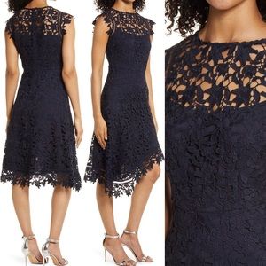 Darling Eliza J asymmetrical lace dress in Navy.  Worn once to a wedding.